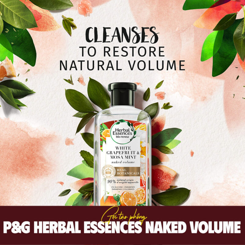 Gội phồng P&G Herbal Essences Naked Volume