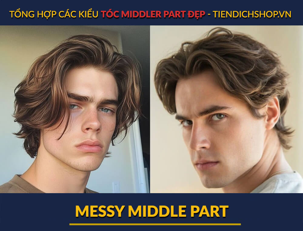 Kiểu Messy Middle Part