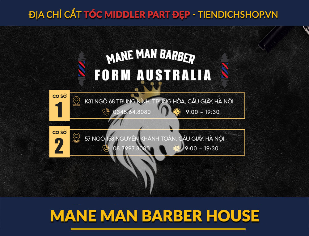 địa chỉ cắt tóc Middle Part nam đẹp nhất: Mane Man Barber House