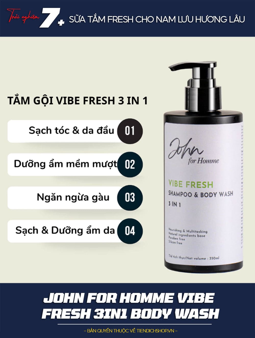 John For Homme Vibe Fresh 3in1 Body Wash