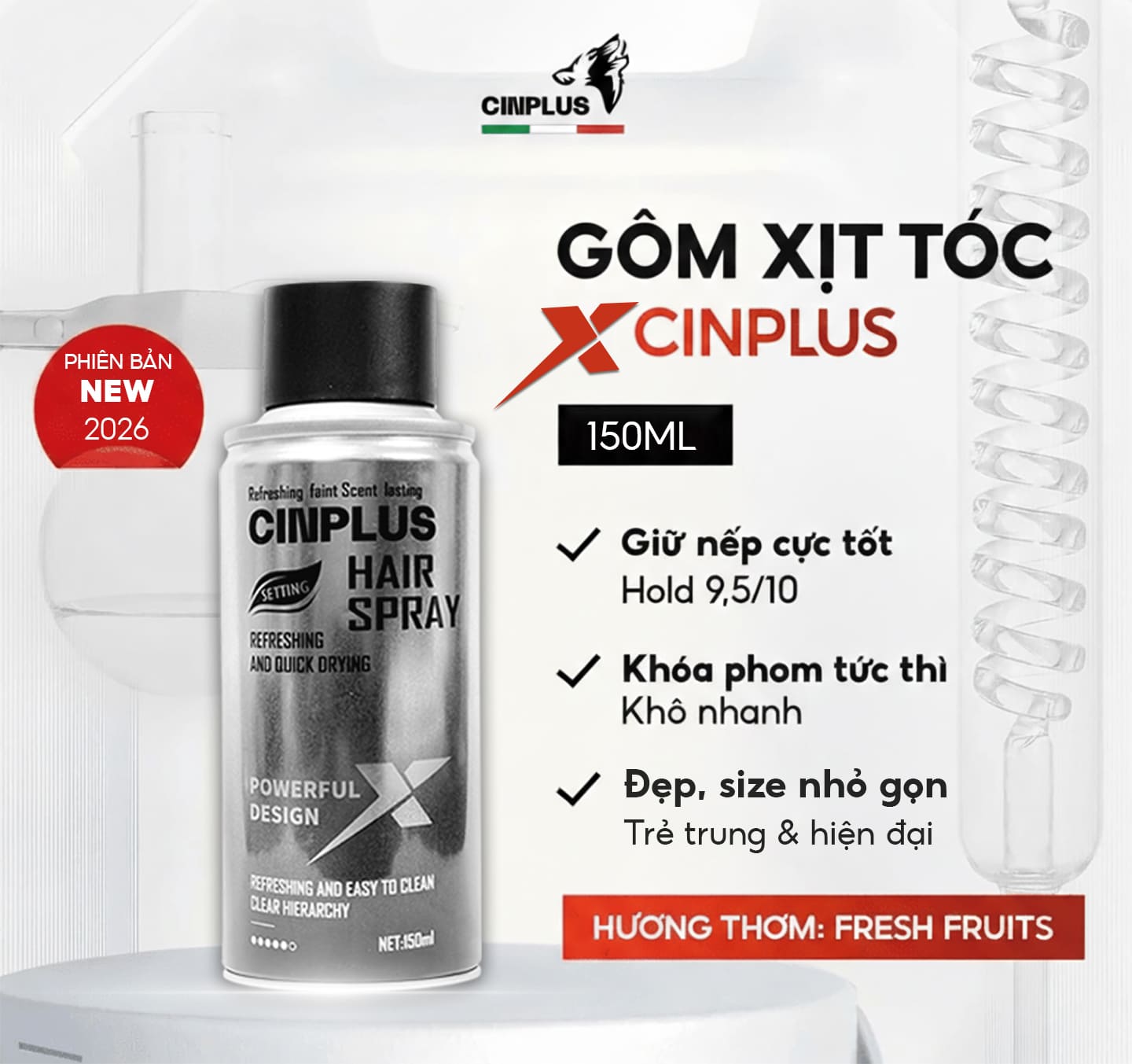 gôm xịt tóc Cinplus 150ml bản 2026