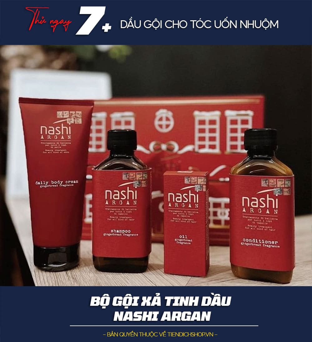 Bộ gội xả tinh dầu Nashi Argan cho tóc uốn nhuộm